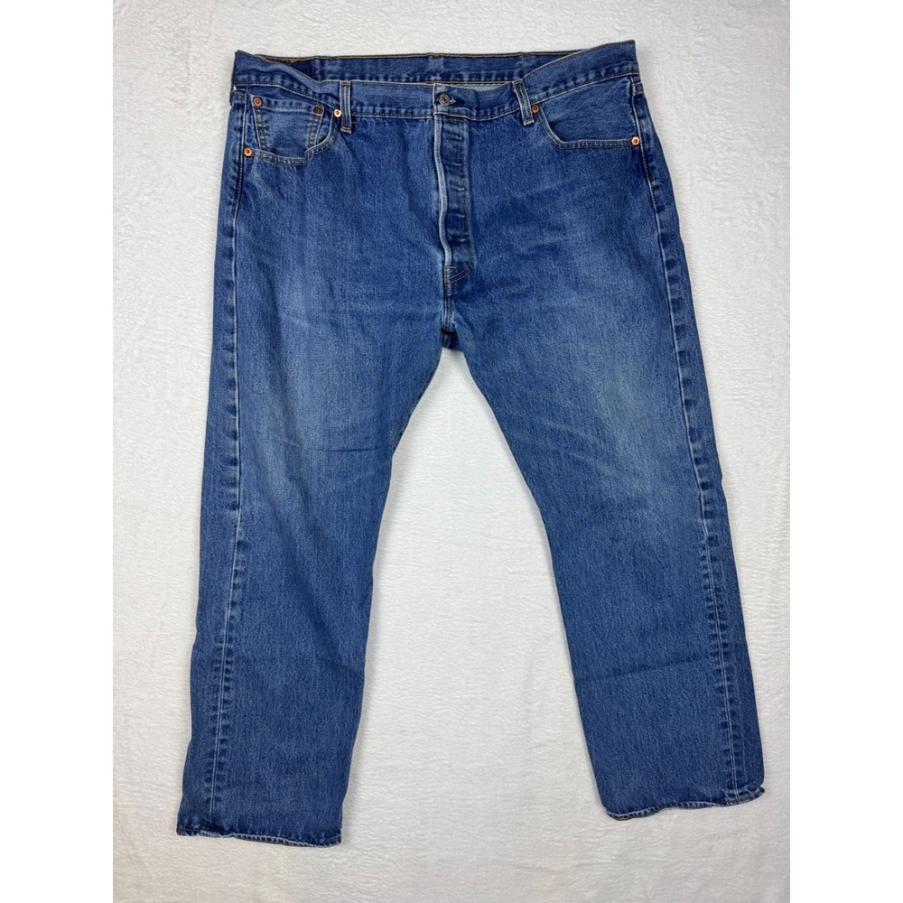 Levis 501 Mens Classic Fit Straight Leg Button Fly Denim Blue Jeans Size 39x27